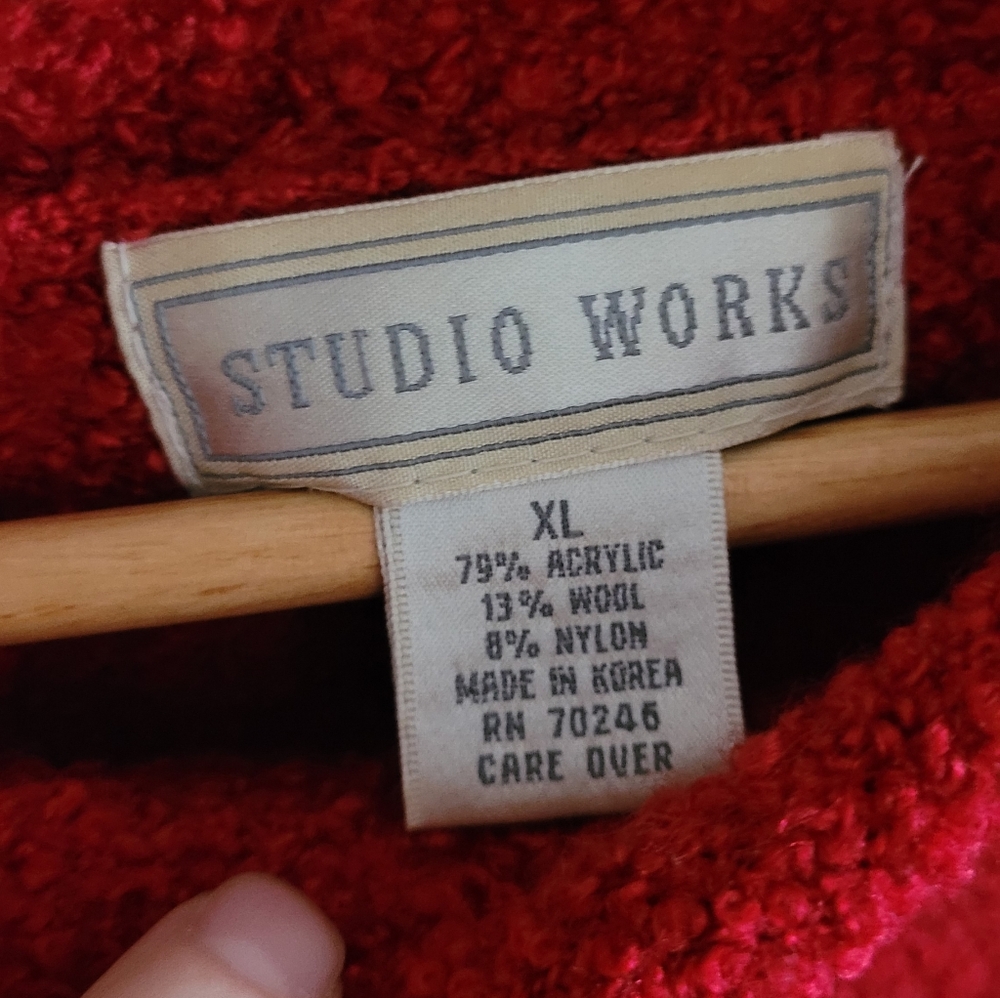 Vintage Studio Works Christmas Fair Isle Boucle Sweater, Women's XL, Red - Picture 3 of 7
